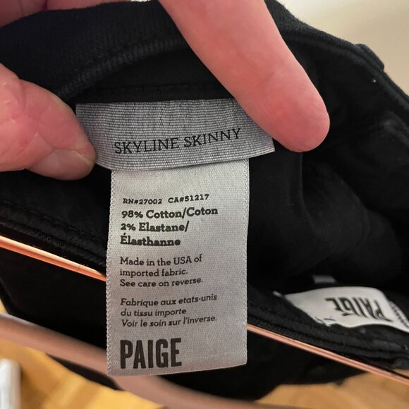 🔥 Paige | Black Cotton Stretch Skyline Skinny Jeans 26 - Picture 7 of 7